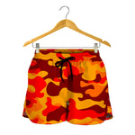 Orange Camouflage Print Women's Shorts