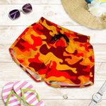 Orange Camouflage Print Women's Shorts