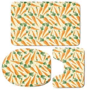 Orange Carrot Pattern Print 3 Piece Bath Mat Set