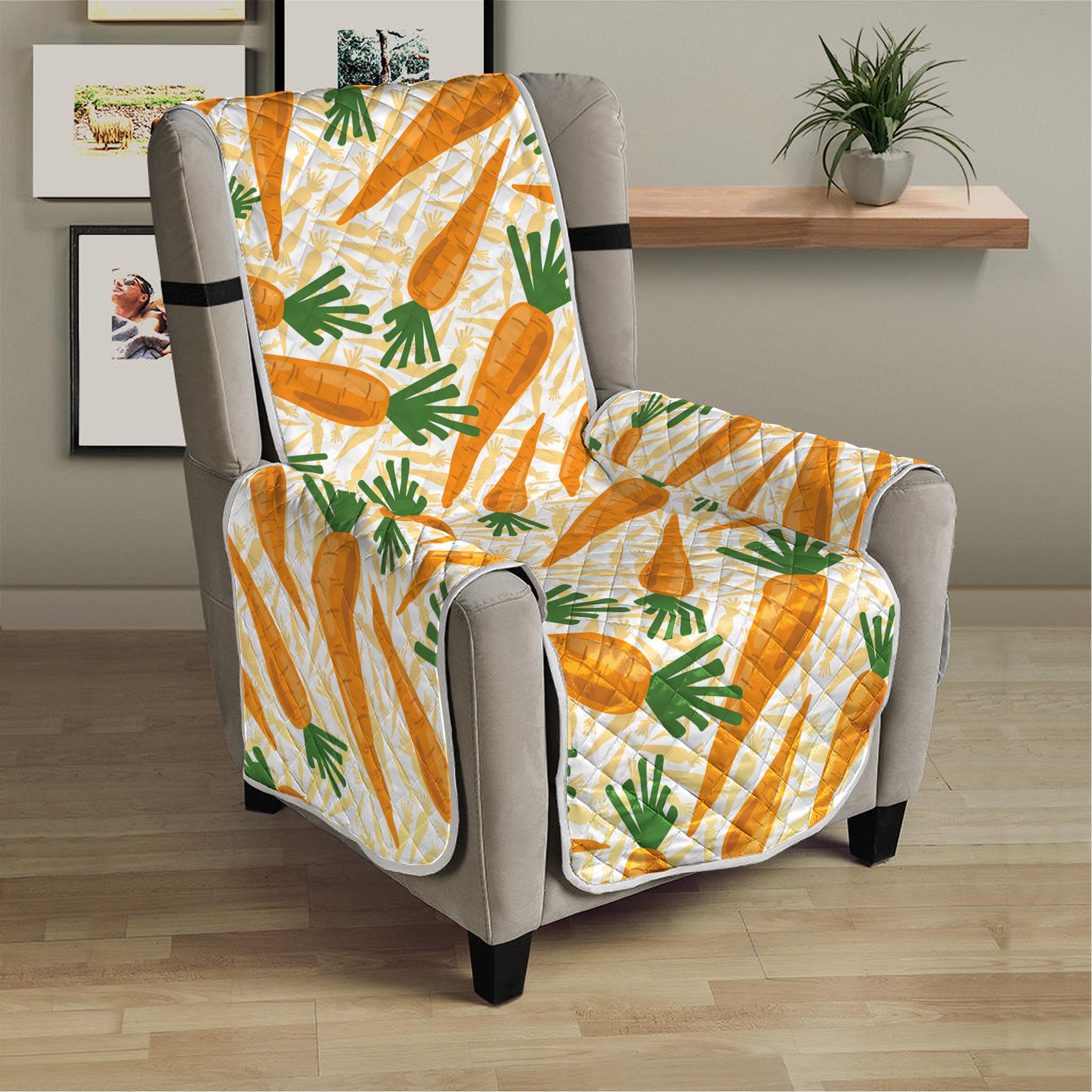 Orange Carrot Pattern Print Armchair Protector