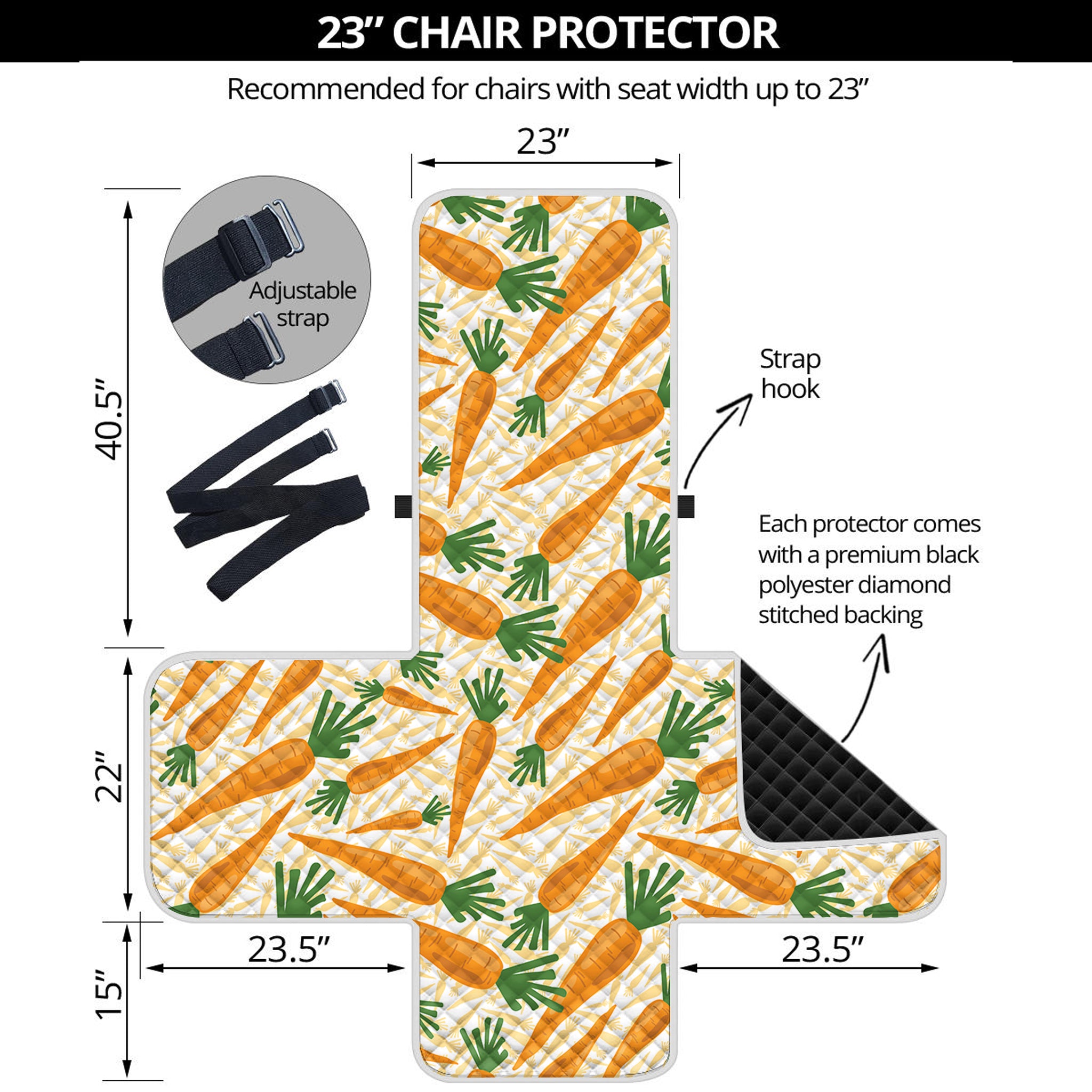 Orange Carrot Pattern Print Armchair Protector