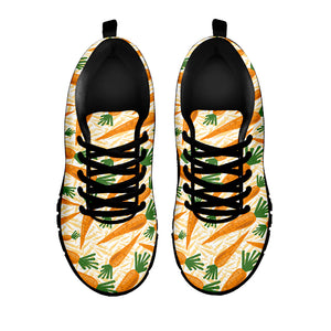 Orange Carrot Pattern Print Black Sneakers