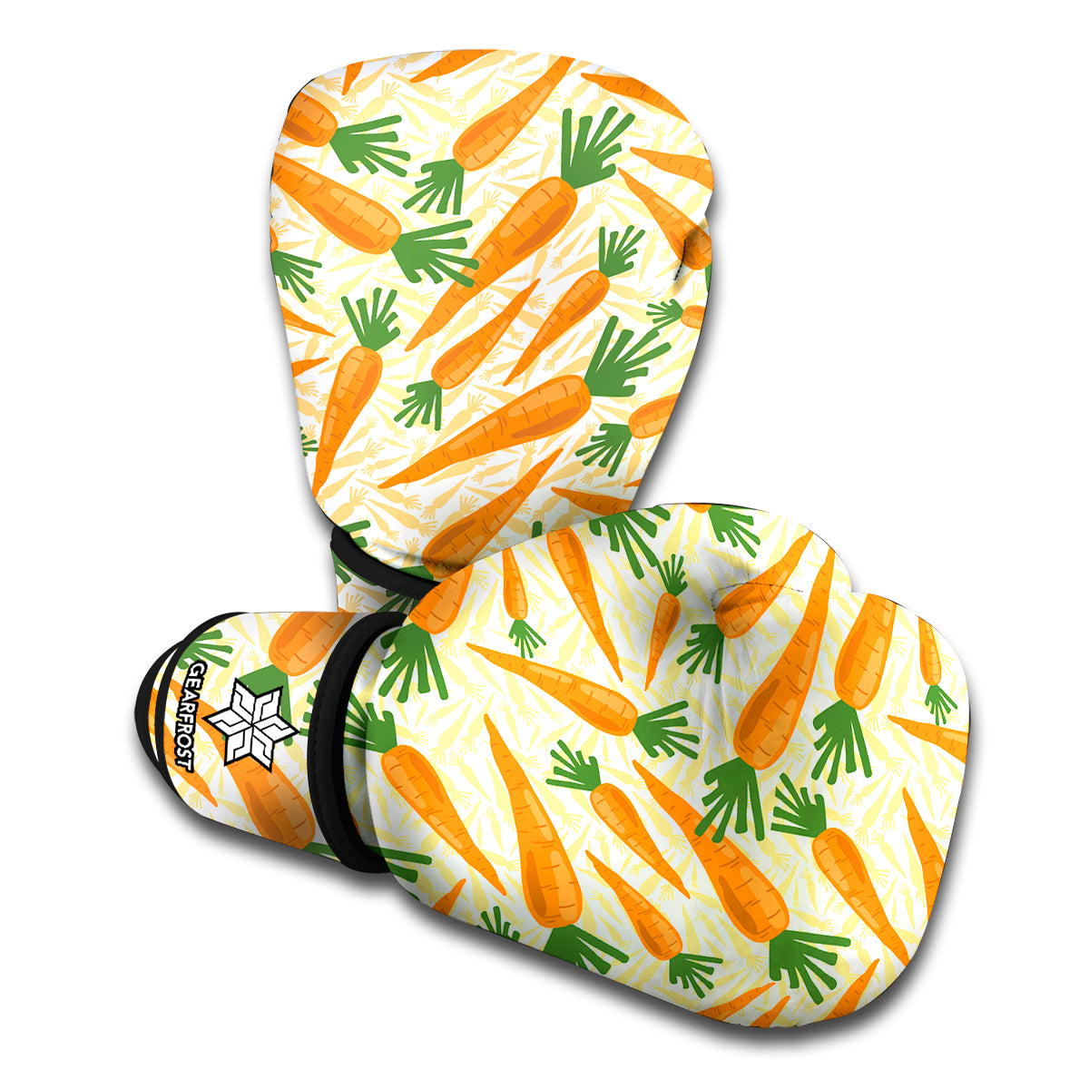 Orange Carrot Pattern Print Boxing Gloves