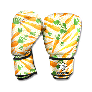 Orange Carrot Pattern Print Boxing Gloves