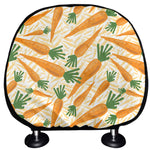 Orange Carrot Pattern Print Car Headrest Covers