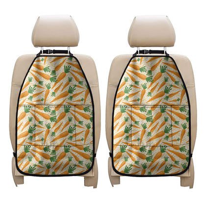 Orange Carrot Pattern Print Car Seat Organizers