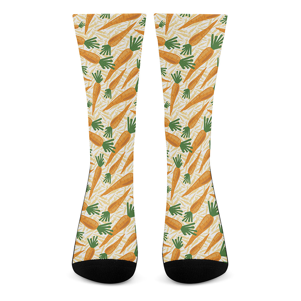 Orange Carrot Pattern Print Crew Socks