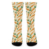 Orange Carrot Pattern Print Crew Socks