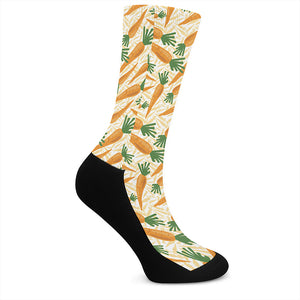 Orange Carrot Pattern Print Crew Socks