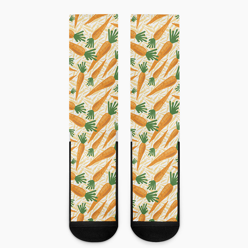 Orange Carrot Pattern Print Crew Socks