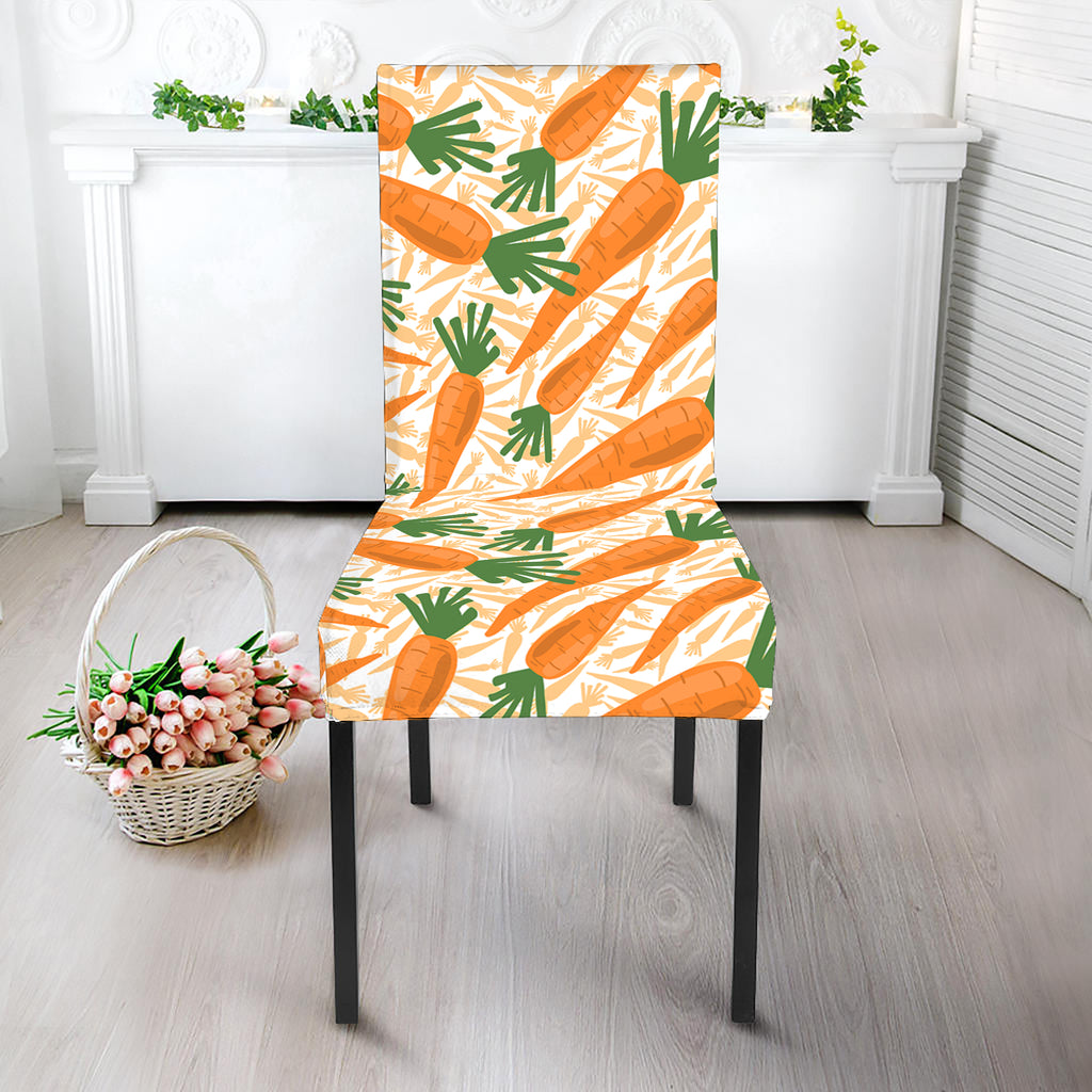 Orange Carrot Pattern Print Dining Chair Slipcover