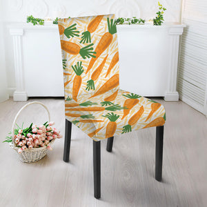 Orange Carrot Pattern Print Dining Chair Slipcover