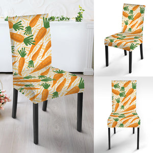 Orange Carrot Pattern Print Dining Chair Slipcover