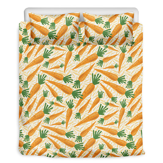 Orange Carrot Pattern Print Duvet Cover Bedding Set