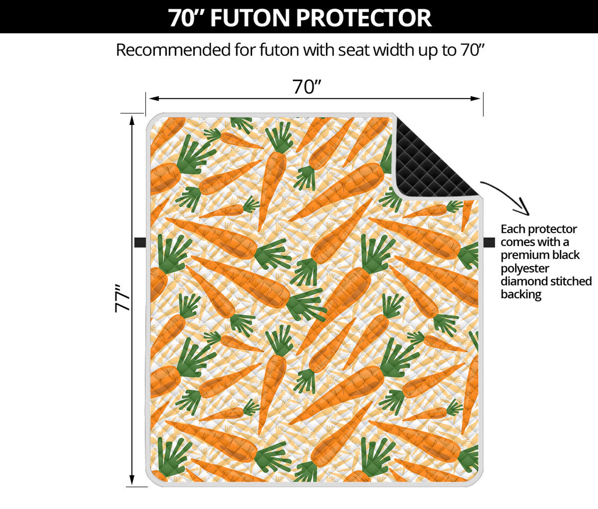 Orange Carrot Pattern Print Futon Protector