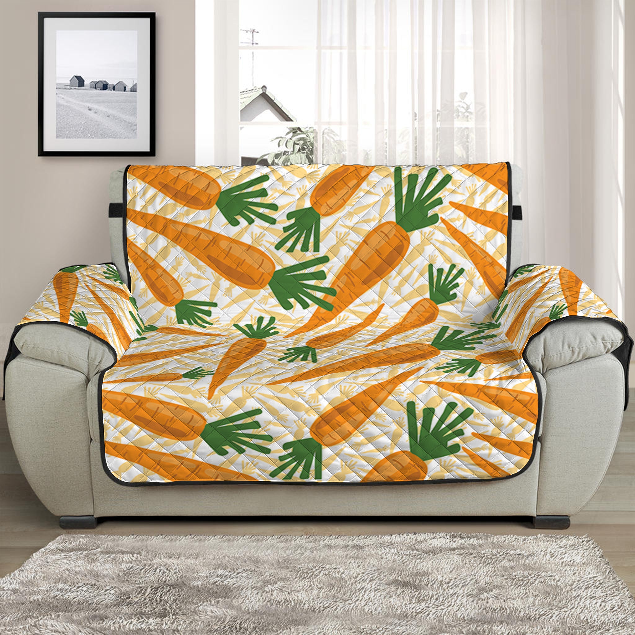 Orange Carrot Pattern Print Half Sofa Protector