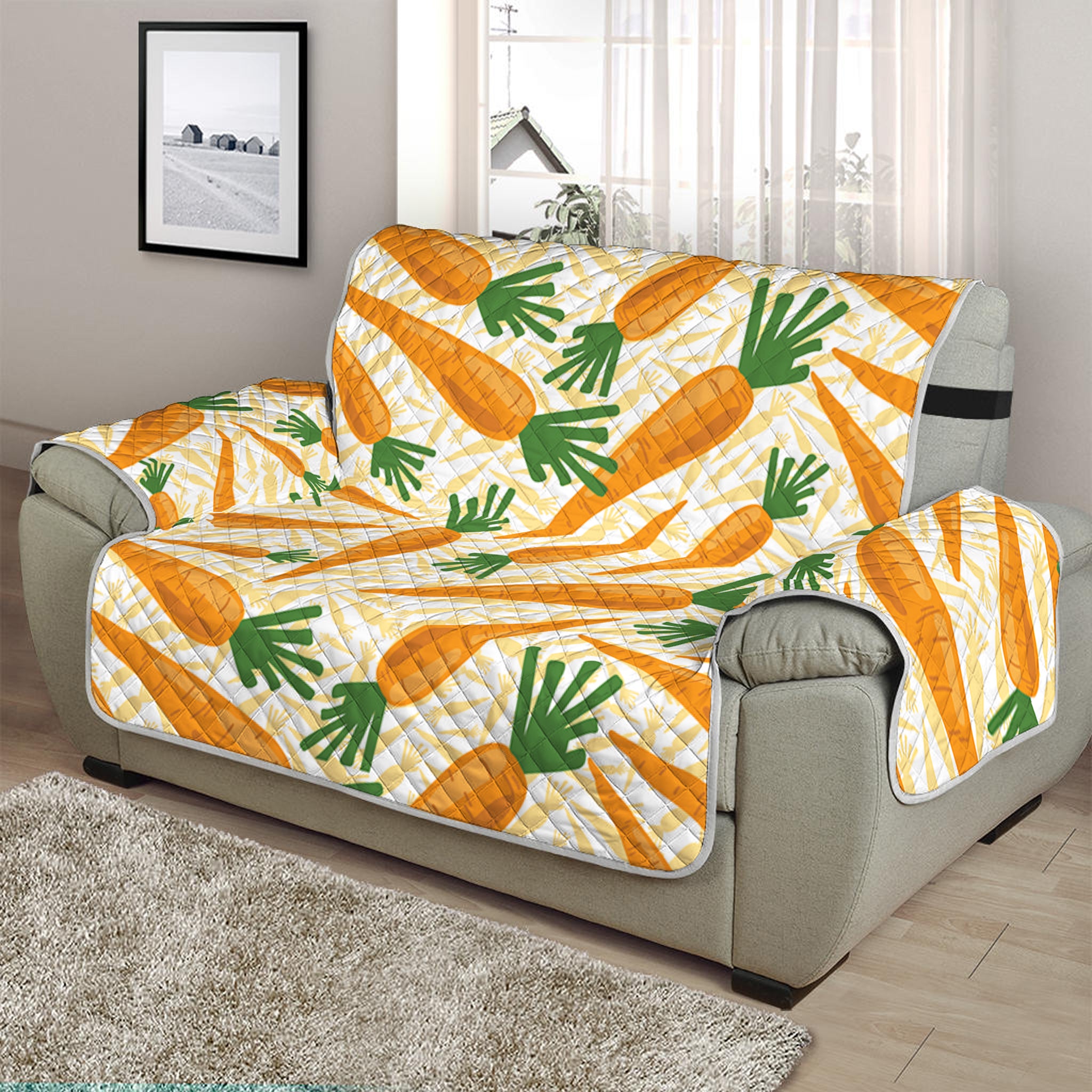 Orange Carrot Pattern Print Half Sofa Protector