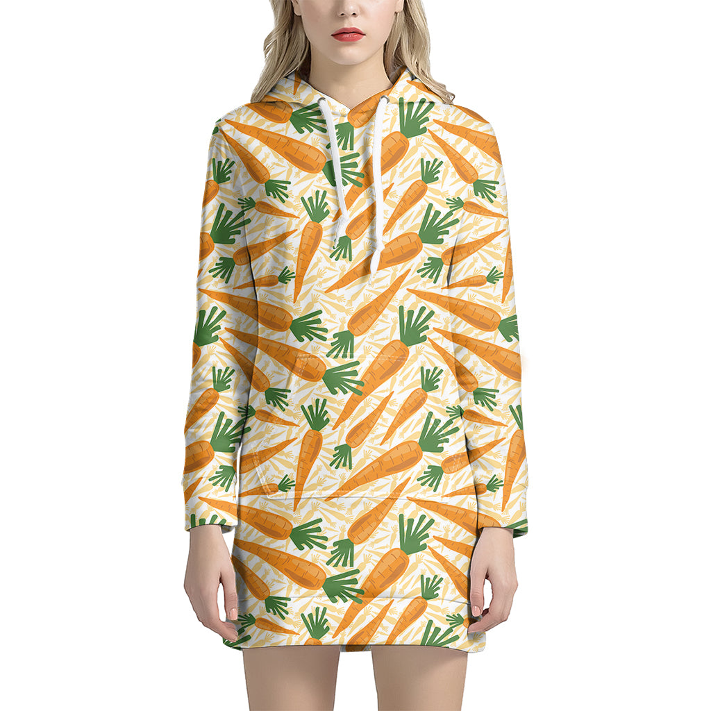 Orange Carrot Pattern Print Hoodie Dress