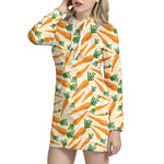 Orange Carrot Pattern Print Hoodie Dress