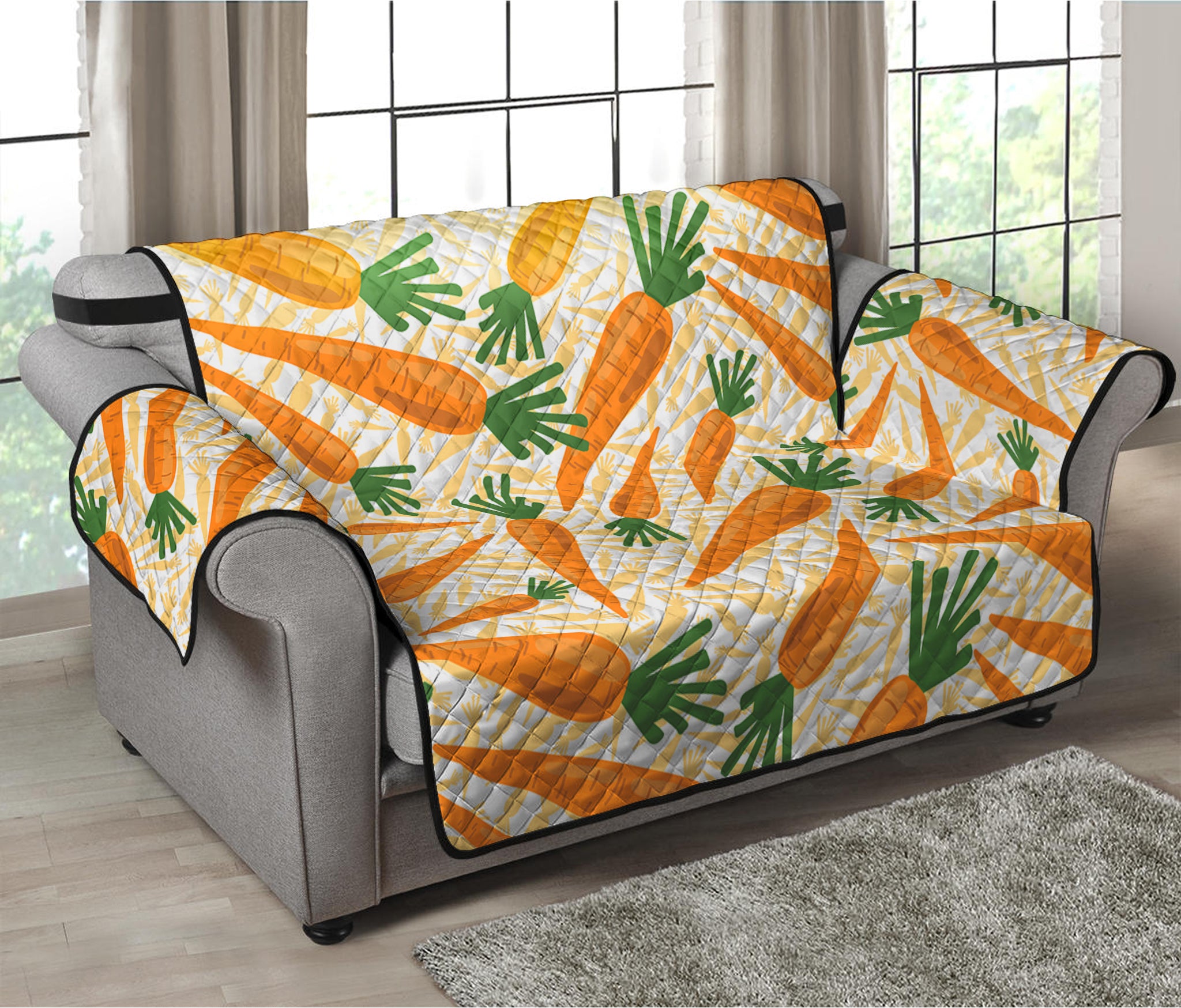 Orange Carrot Pattern Print Loveseat Protector