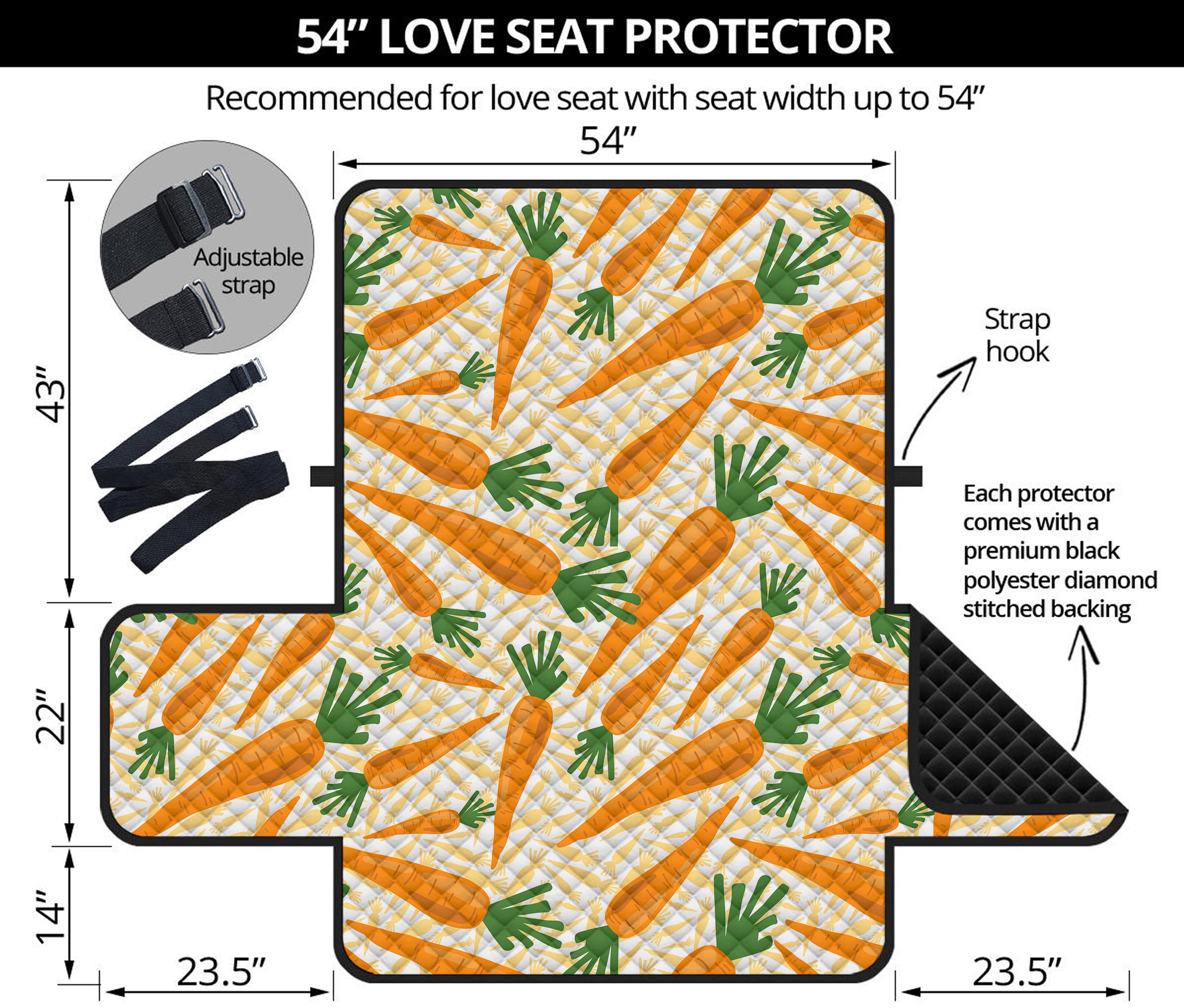 Orange Carrot Pattern Print Loveseat Protector