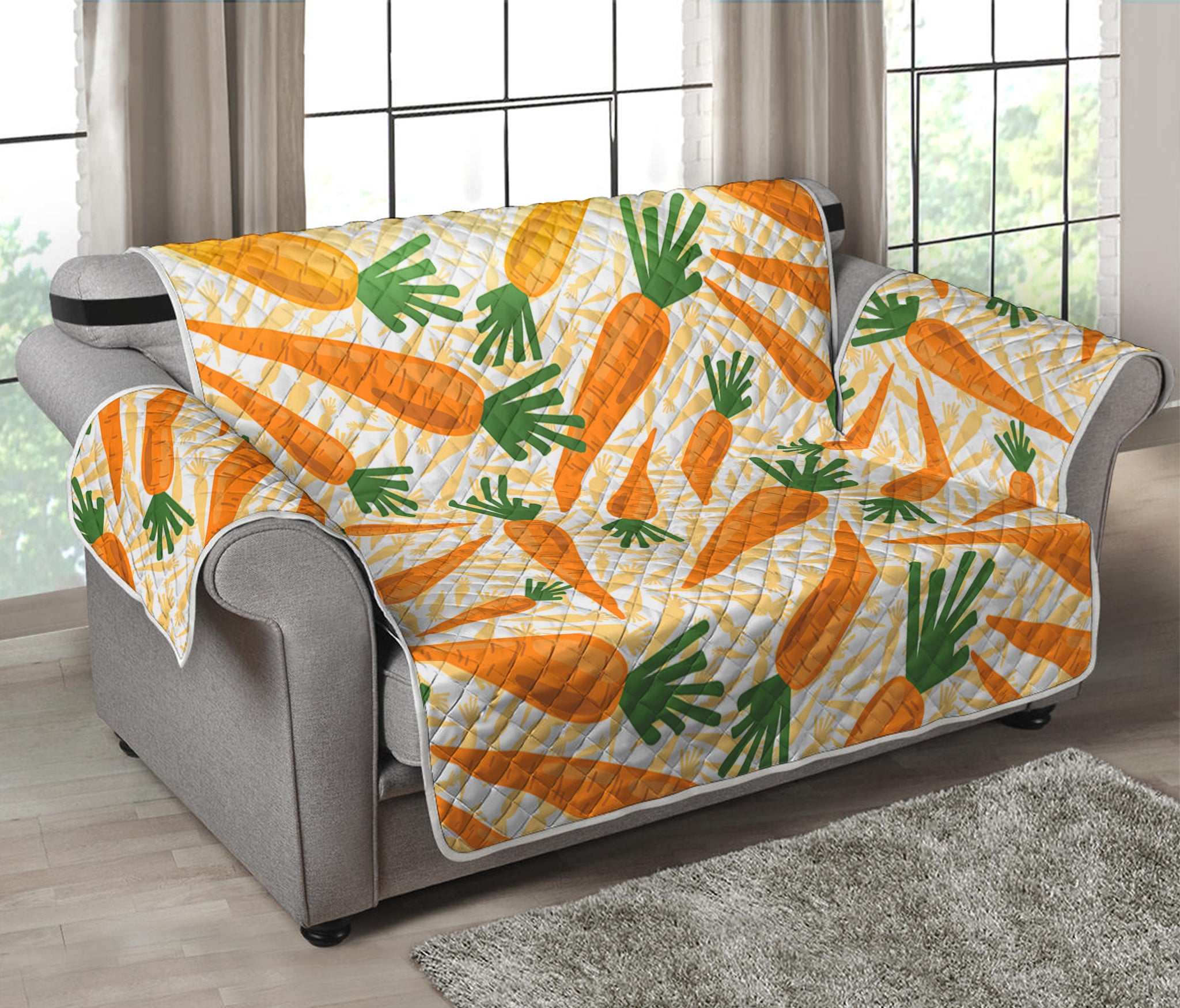 Orange Carrot Pattern Print Loveseat Protector