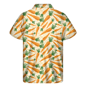 Orange Carrot Pattern Print Men's Short Sleeve Shirt