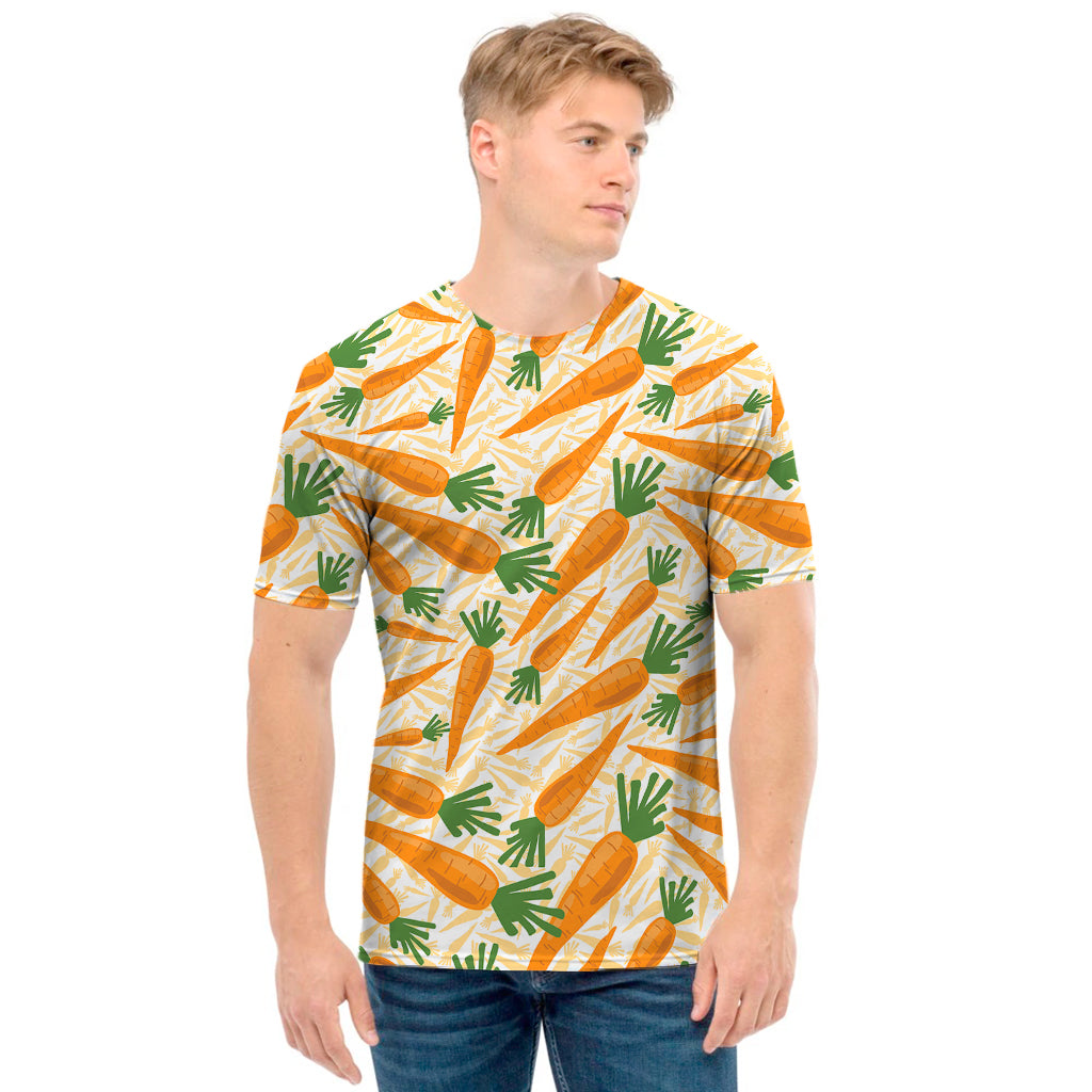 Orange Carrot Pattern Print Men's T-Shirt