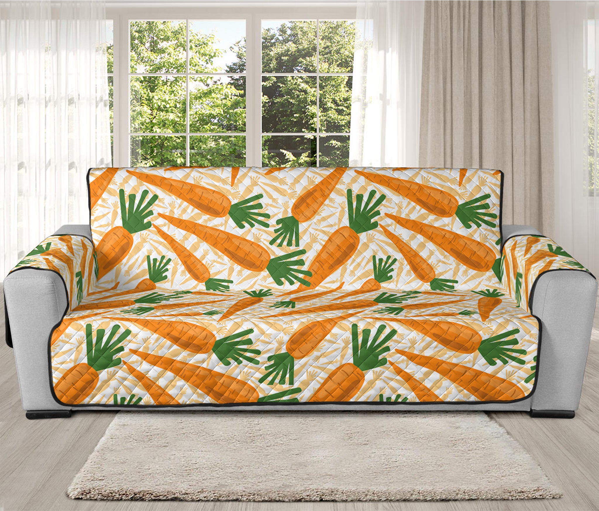 Orange Carrot Pattern Print Oversized Sofa Protector