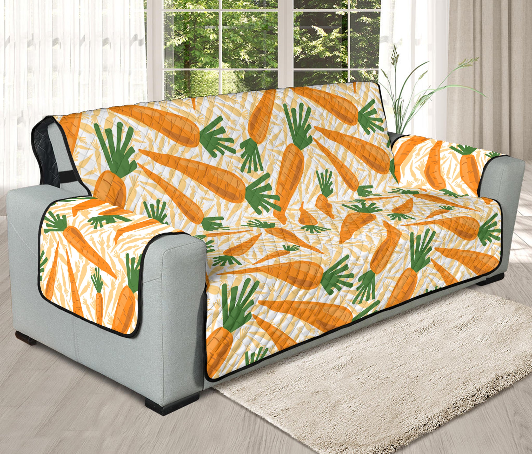 Orange Carrot Pattern Print Oversized Sofa Protector