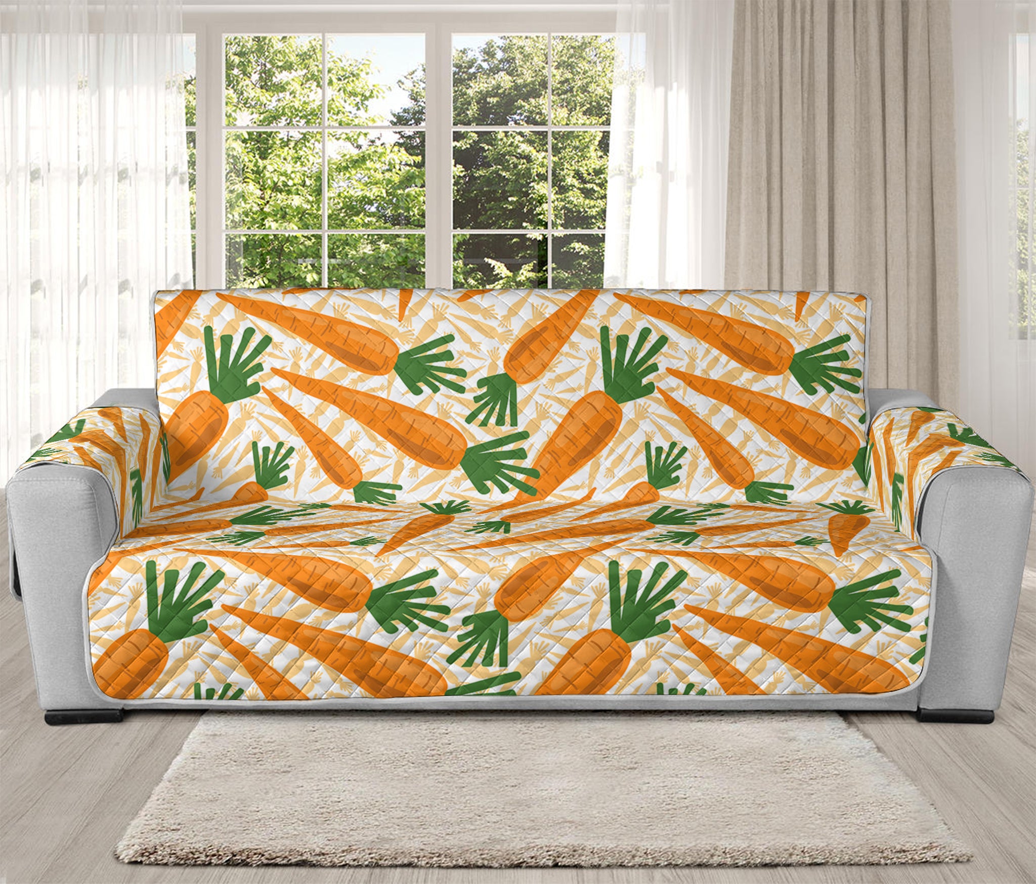 Orange Carrot Pattern Print Oversized Sofa Protector