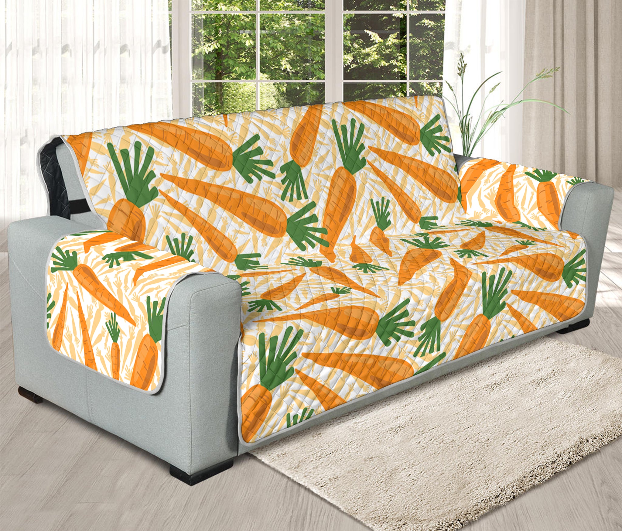 Orange Carrot Pattern Print Oversized Sofa Protector