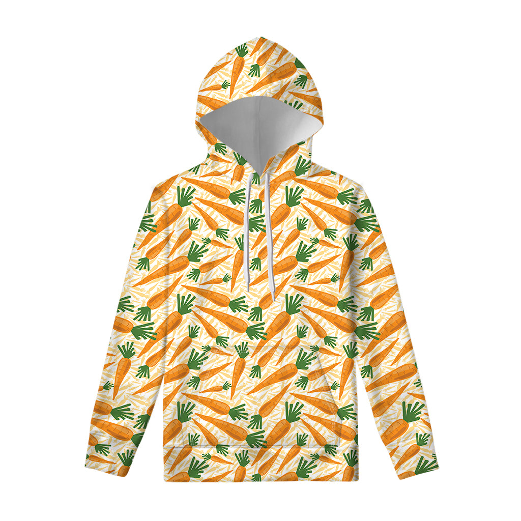 Orange Carrot Pattern Print Pullover Hoodie