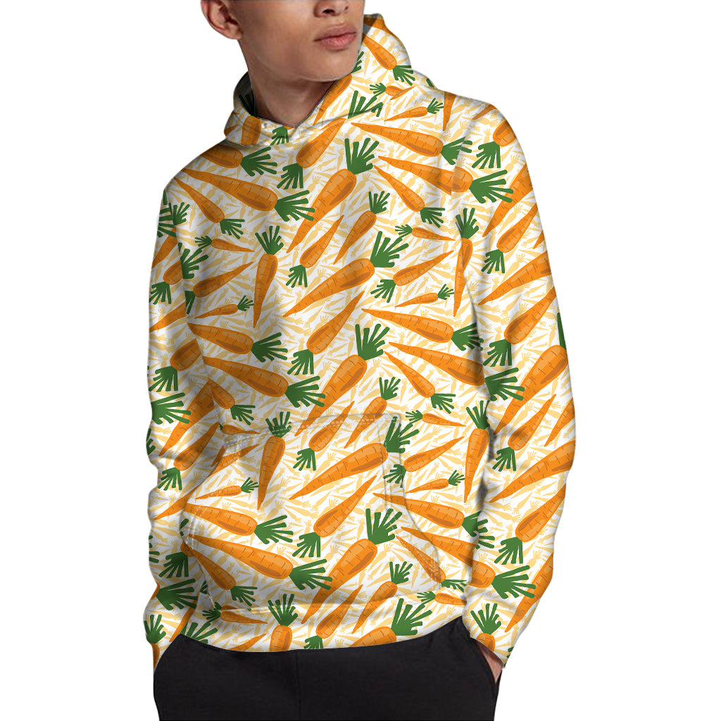 Orange Carrot Pattern Print Pullover Hoodie