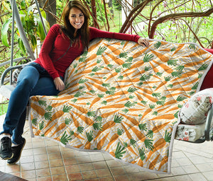 Orange Carrot Pattern Print Quilt