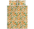 Orange Carrot Pattern Print Quilt Bed Set