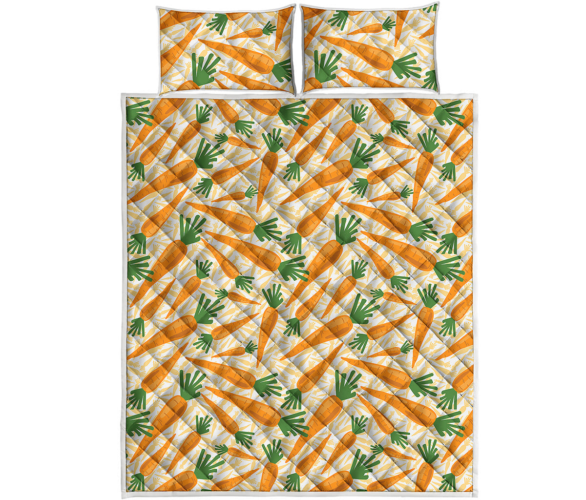 Orange Carrot Pattern Print Quilt Bed Set