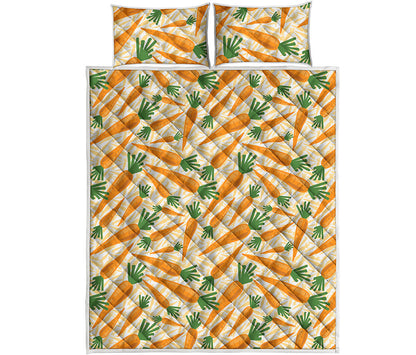 Orange Carrot Pattern Print Quilt Bed Set