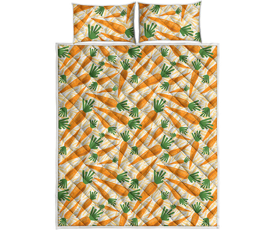 Orange Carrot Pattern Print Quilt Bed Set