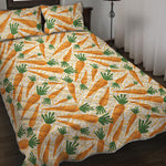 Orange Carrot Pattern Print Quilt Bed Set