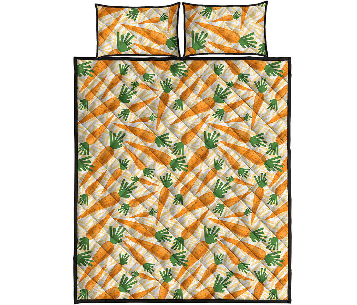 Orange Carrot Pattern Print Quilt Bed Set