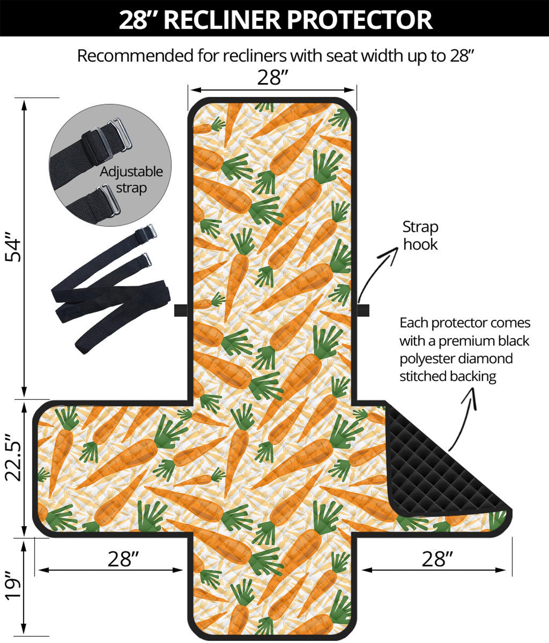 Orange Carrot Pattern Print Recliner Protector