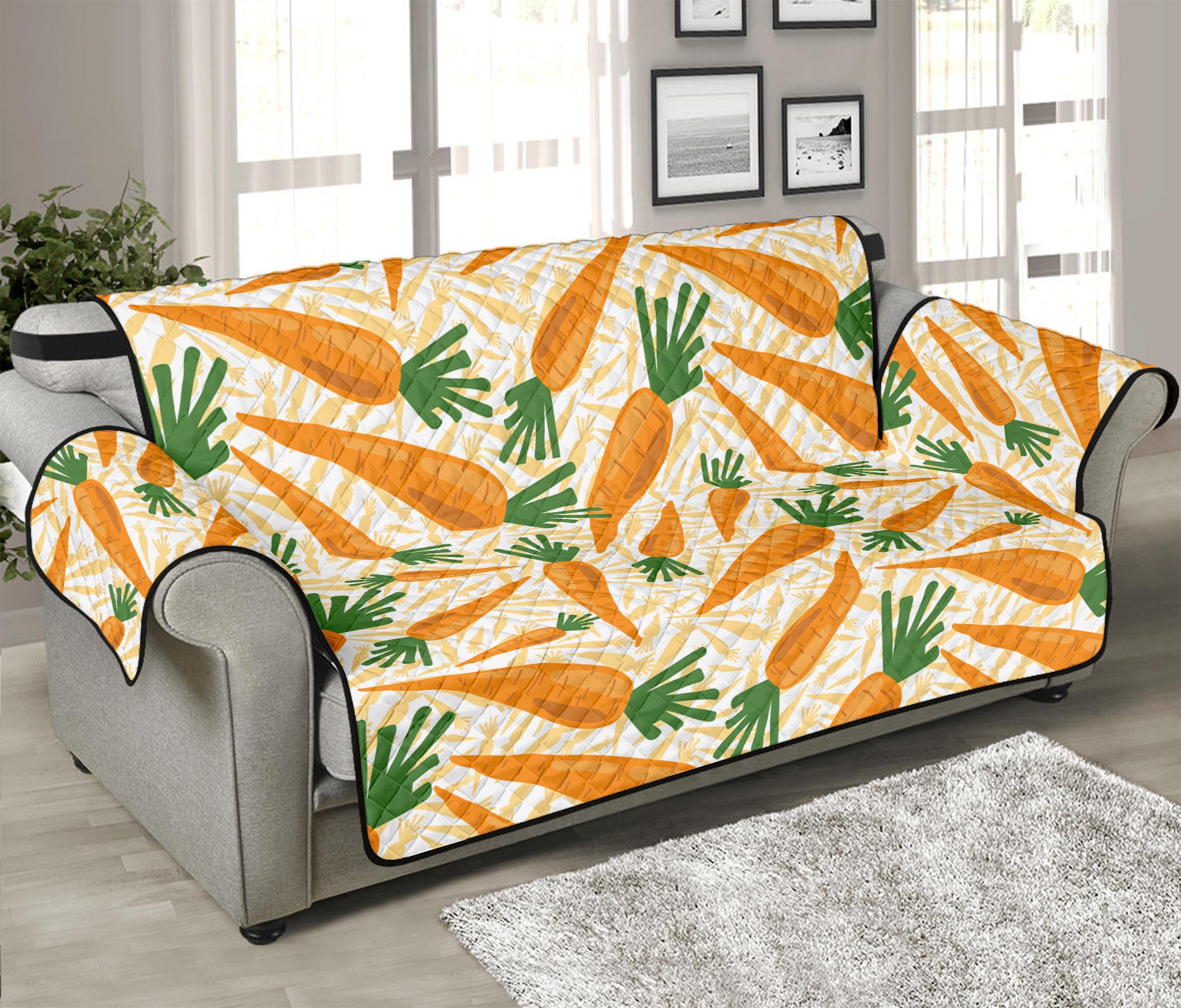 Orange Carrot Pattern Print Sofa Protector