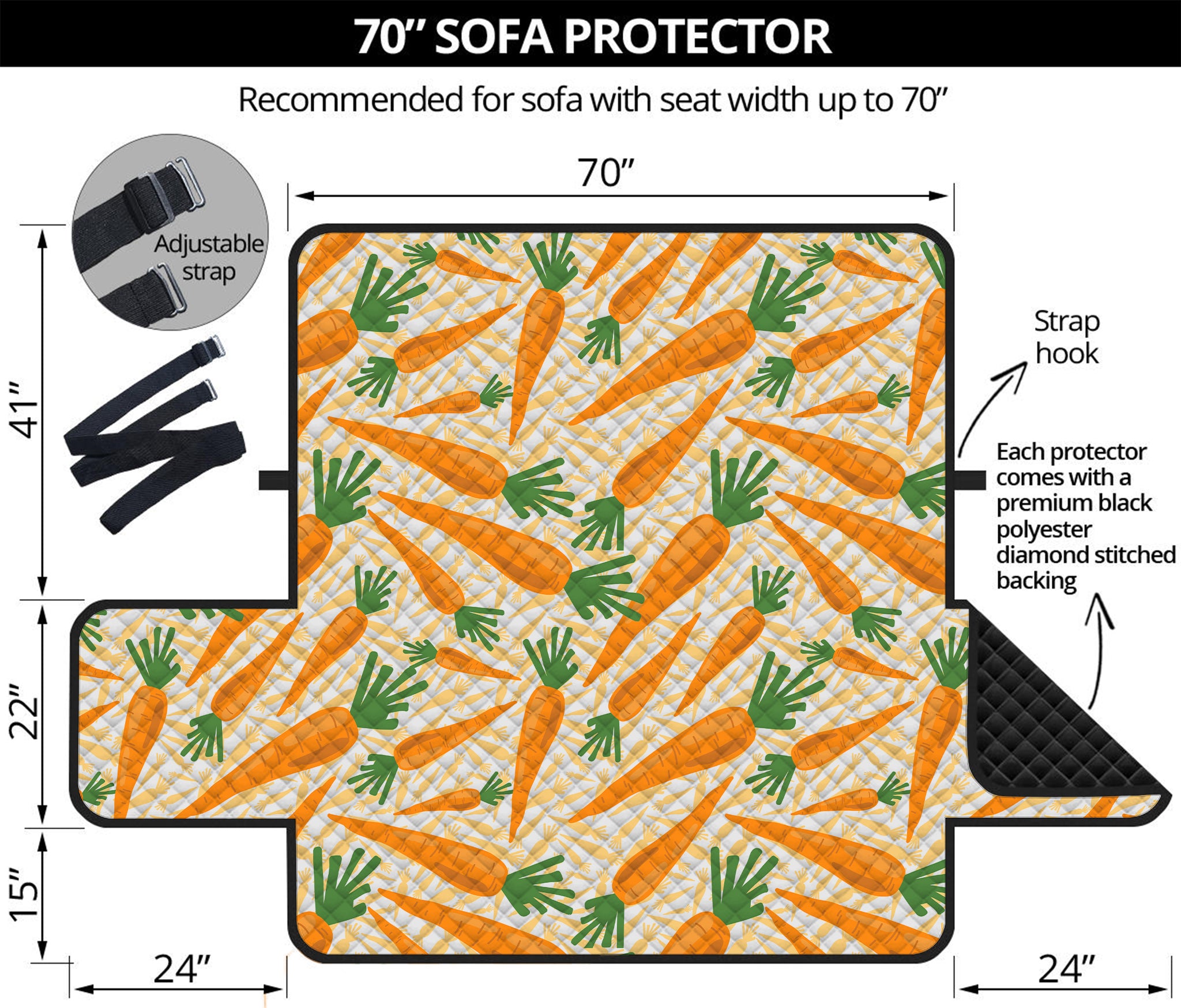 Orange Carrot Pattern Print Sofa Protector