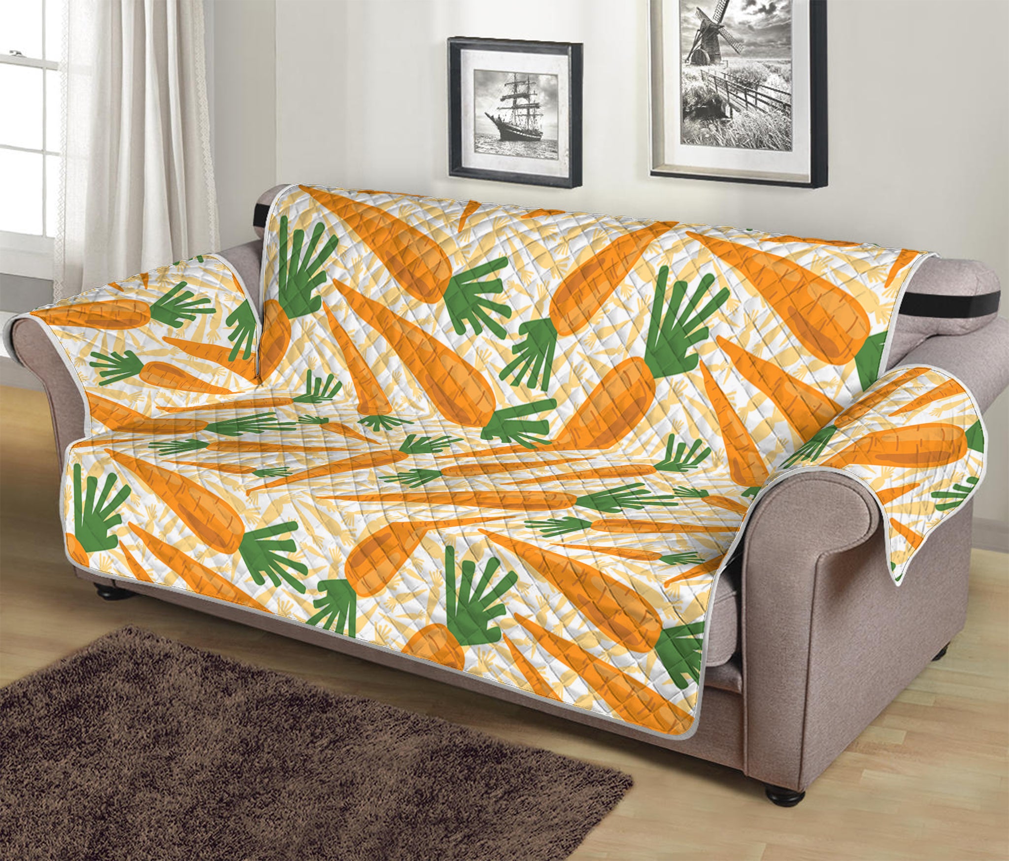 Orange Carrot Pattern Print Sofa Protector