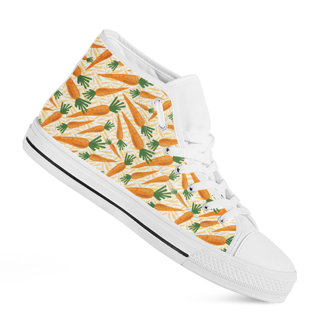 Orange Carrot Pattern Print White High Top Shoes