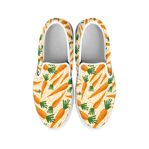 Orange Carrot Pattern Print White Slip On Shoes