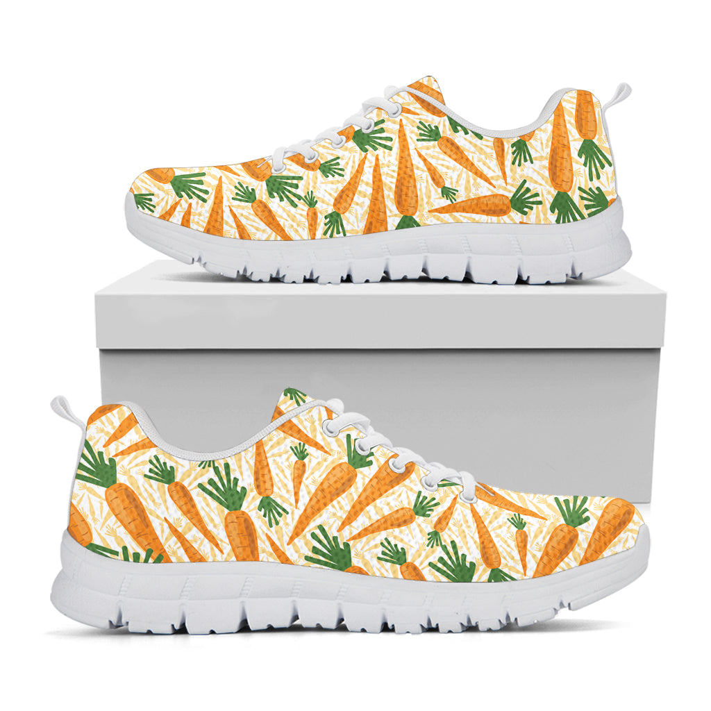 Orange Carrot Pattern Print White Sneakers