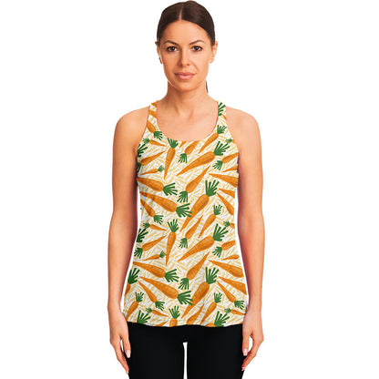Orange Carrot Pattern Print Women's Racerback Tank Top