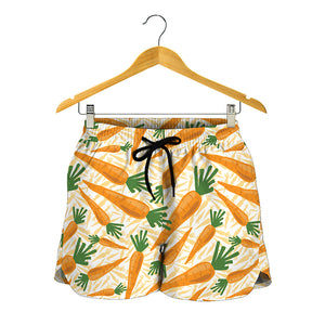 Orange Carrot Pattern Print Women's Shorts